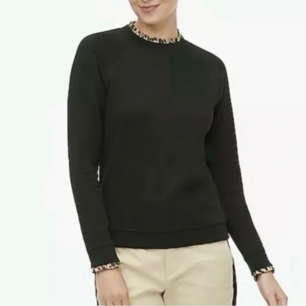 J. Crew Woven Ruffleneck Pullover Sweater